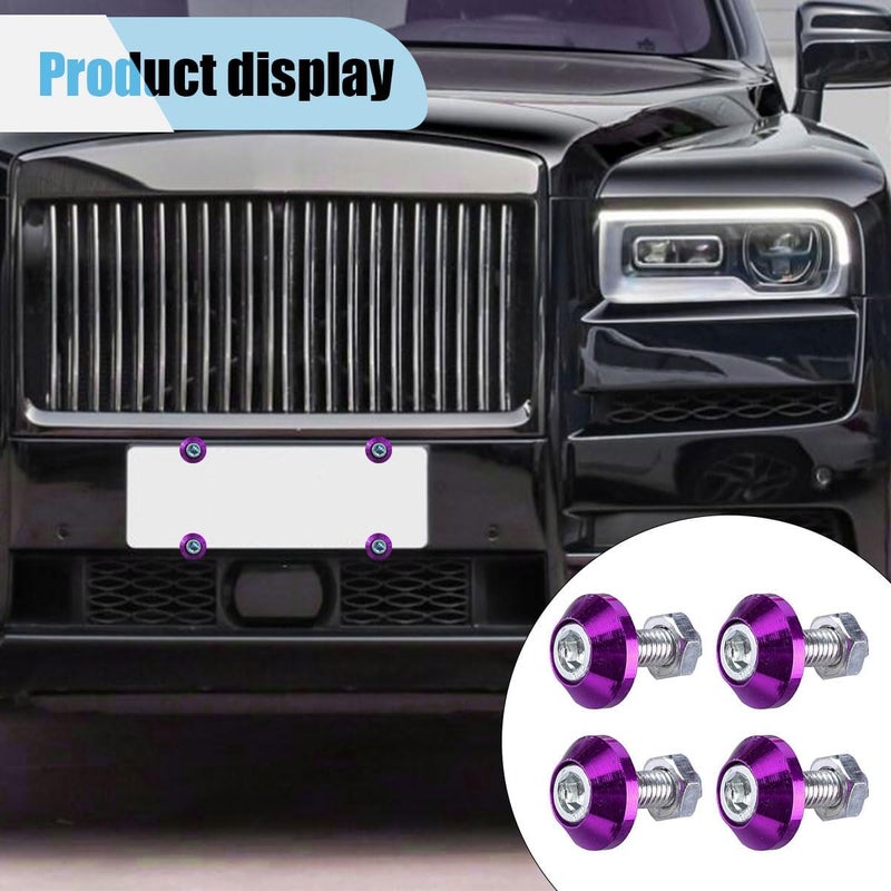 LHDOS 4PCS Motorcycle License Plate Bolts, Aluminum Alloy Car Tag License Plate Screw Decorative Kit, License Plate Frame Fastener Accessories for Most Motorcycles, Cars, Trucks (Purple) - Image 5